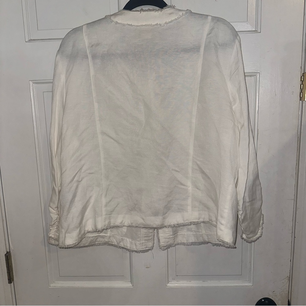 Ruby Rd. Embellished Linen Blend Jacket Women’s 16 White Beige Boho Chic Casual - Picture 6 of 7